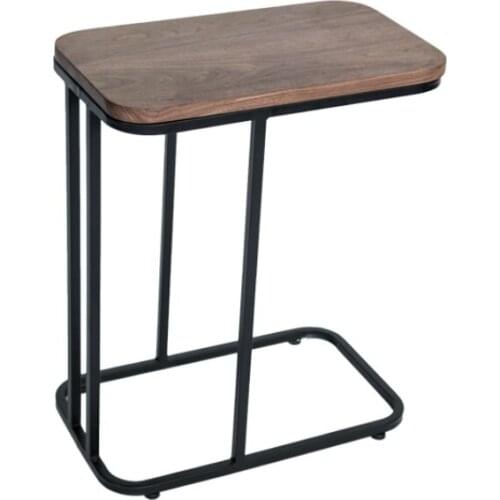 Nordic Wrought Iron Sofa Side Simple Modern Black Walnut Solid Wood Bedside Table Ins Living Room Marble Corner