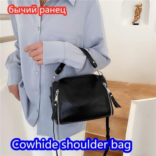 2021 New Genuine Leather Handbag Designers Women Messenger Bags Females Bucket Bag Leather Crossbody Shoulder Bag Handbag Bolsa