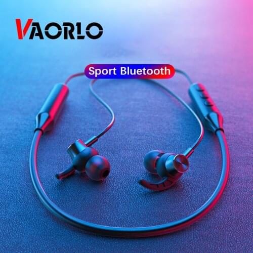 VAORLO Bluetooth 5.0 Wireless Sport Earphone Neckband Stereo Subwoofer Metal Magnetic Headphones IPX5 Waterproof Running Headset