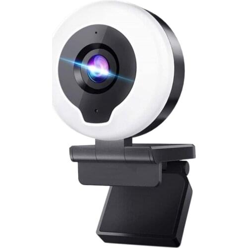 1080P Webcam With Microphone Adjustable Ring Light Autofocus Computer Camera USB Plug And Play Streaming Webcam