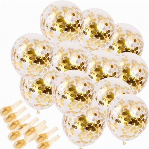 12pcs 12 inches Glitter Gold Confetti Latex Balloons Party Balloons For Wedding Anniversary Party Decorations Baby Shower Globos