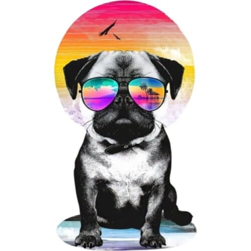Summer Pug Dog Funny Decorative Sticker Vinyl Car Window Bumper Decal Rear Windshield Waterproof Accessories