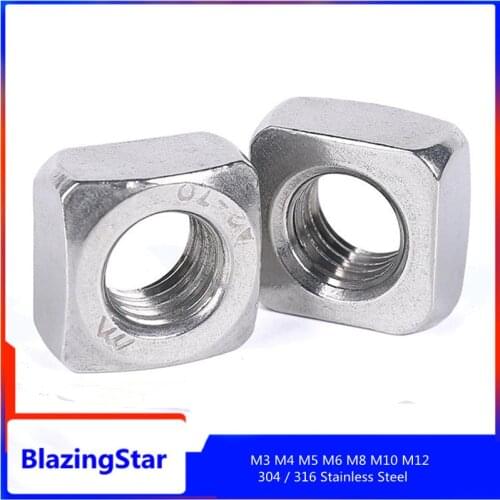 2-50PCS Gb39 M3 M4 M5 M6 M8 M10 M12 304 Stainless Steel Square Nut Thread Square Nut