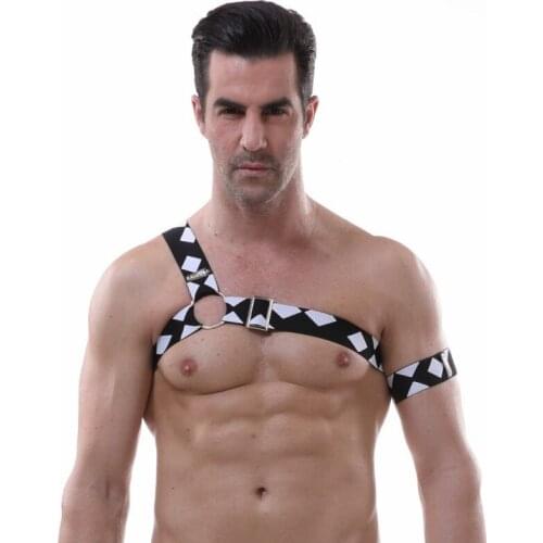 2PCS/Sets Mens Chest Harness Belt Armband Sets Sexy Gothic Adjustable Arm Shoulder Bondage Harnais Strap Body Harnas Nightclub