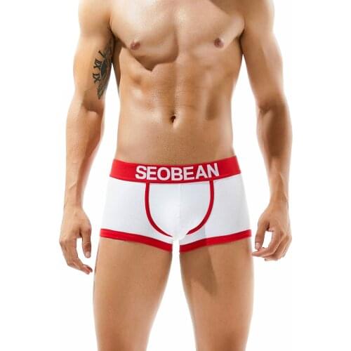 2018 SEOBEAN brand Men Underwear Boxers Shorts Cotton Men Boxers Solid Men Soft Underpants Underwear Masculina Cueca Boxers Men