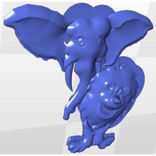 3d artcam lion_and_elephant for cnc in STL file format model relief