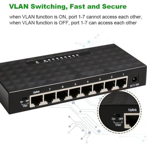 8 Port Network Gigabit Switch 10/100/1000Mbps Fast Ethernet Switcher Lan Hub Full/Half duplex Exchange Ethernet Smart Switch