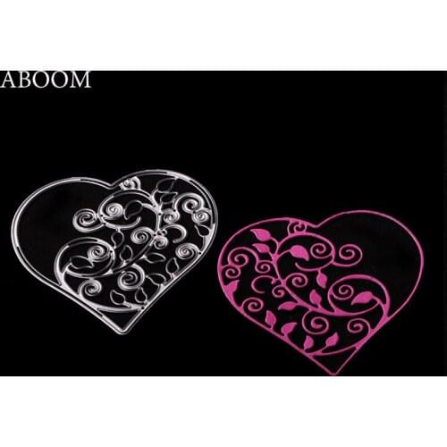 ABOOM Fresh Heart Leaf Metal Cutting Die Stencils DIY Scrapbooking Card Photo Album Painting Embossing Template DIY Craft Folder