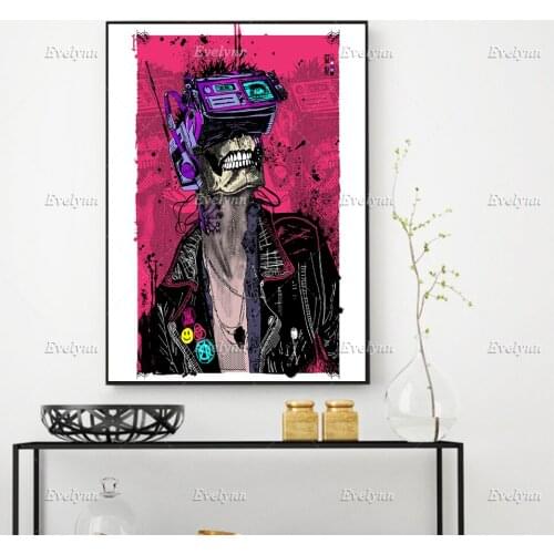 Abstract Graffiti Recorder Headset Mechanical Boy Posters And Prints Wall Art Canvas Painting Modular Pictures Home Decoration