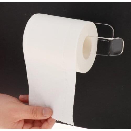 Punch-free Acrylic Toilet Roll Holder Kitchen Paper Holder for Bathroom Toilet Paper Holder Hanger Stick on Wall Tile