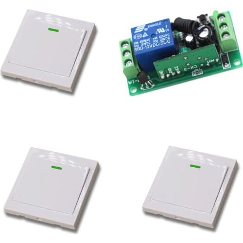 12V/24V Wireless Remote Switch Light Switch Remote Switching 1CH 10A Receiver Relay + 3 Wall Transmitter