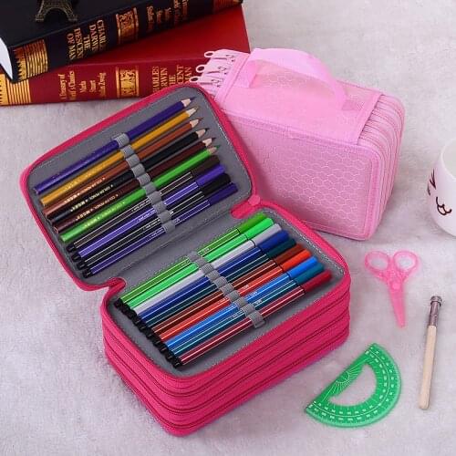 Large Capacity 72 Hole Sketch Drawing Pencil Case Storage Organizer Student Pencilcase Pen Pouch Stationery Cosmetic Makeup Bag
