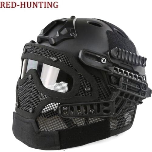 Black Full Cover Helmet Tactical G4 System Helmet Full Face Mask Protective Helmet Airsoft Paintball CS War Game Hunting Helmet