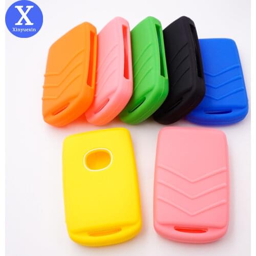 Xinyuexin New Silicone Car Key Case Cover Fit for 2019 2020 Mazda 3 Alexa 3 4 Buttons Smart Remote Car Key Fob Button on Side