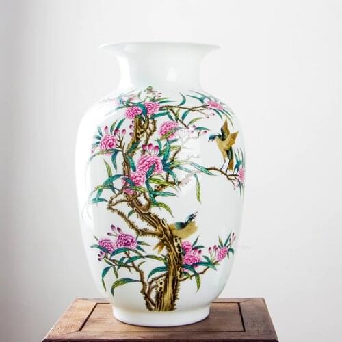 New Design High-quality Jingdezhen Fine Porcelain Yellowbird Flower Vase Chinese Ceramic Vases For Home Office Decor