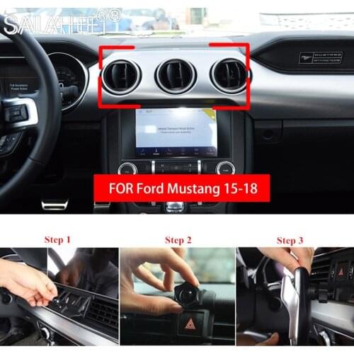 Car Air Vent Outlet Dashboard Mobile Cell Phone Holder Reaction Clip Mount Cradle GPS Stand For Ford Mustang 2015 2016 2017 2018