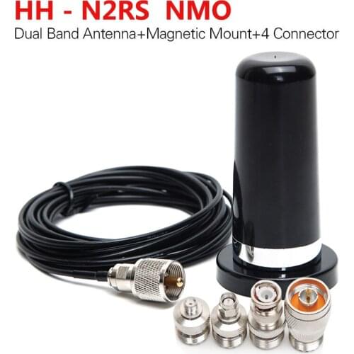 NMO Abbree HH-N2RS Dual Band Antenna 5M Coaxial Cable Magnetic Mount and Adapter for Baofneg UV-5R Yaesu Tyt Walkie Talkie