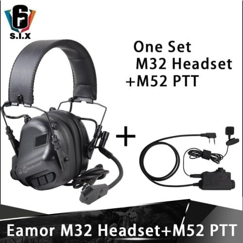 Earmor Tactical M32 Headset Noise Canceling Headphones And Tactical PTT M52 With Extend The Finger Line Button Combination