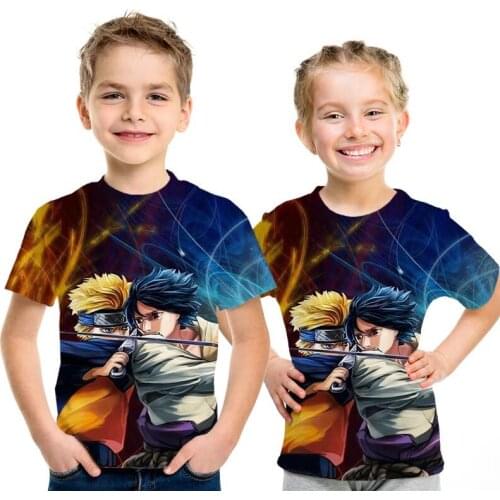 Anime Uzumaki / Sasuke Uchiha / Kakashi 3D Print Short Sleeve T-shirt Children Summer Boys Short Sleeve T-shirt Kids Clothing