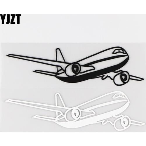 YJZT 16.3×4.4CM Interesting Aircraft Car Decals Vinyl Stickers Cool Body Modification Airplane Black / Silver 10A-0528