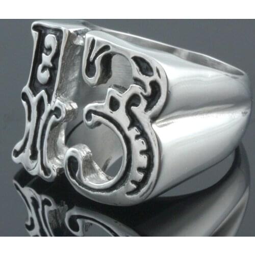 Punk Rock Lucky Number 13 Stainless Steel Hip Hop Finger Ring For Men Women Jewelry Accessories