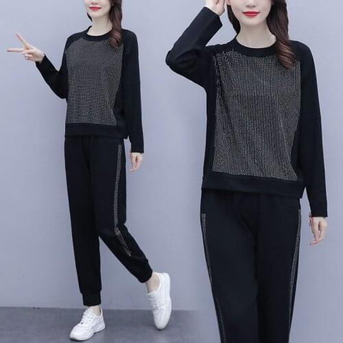 Beadings Tracksuit Women Two Piece Set Summer Clothes Short Sleeve T-Shirt and Pants Leisure Suits Womens Sets Casual Outfits