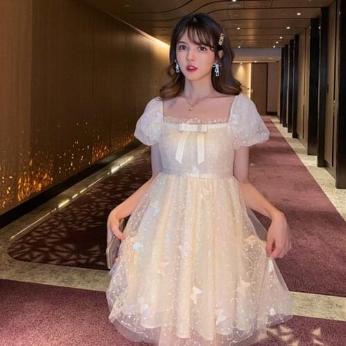 2020 Summer Short Sleeve Party Princess Dress Designer Runway Dresses Women Square Collar Sexy Sequin Embroidery Dress Vestidos