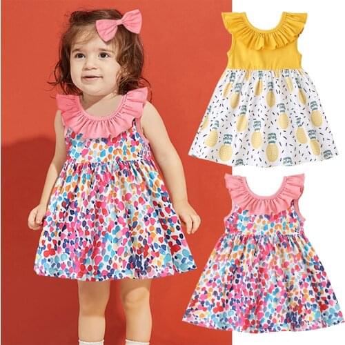 Kidswant Baby Girl Summer Clothing New Fashion Lotus Leaf Collar Loose Dresses Little Baby Floral Clothing 3M-18M