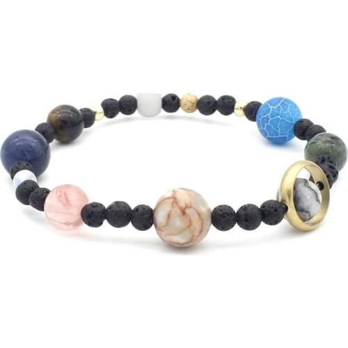 ZV Fashion Cosmic Galaxy Solar System Bracelet For Women Girls String Guardian Star Gift Bead Bracelet Women Colorful Jewelry