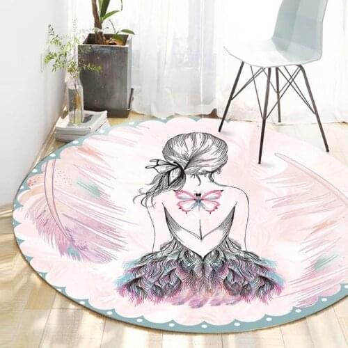 Cartoon Pictures Printed Round Carpet Modern Home Decorative Round Carpet Fashion Area Rugs Parlor Bedroom Floor Mat Anti-slip