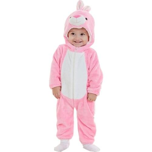 DOUBCHOW Unisex Baby Soft Flannel Cute Pink Bunny Rabbit Rompers Toddlers Girls Boys Babys Snowsuit Costume Cosplay Jumpsuits