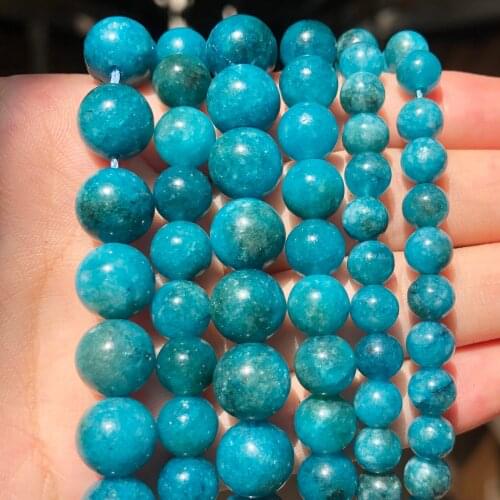 Natural Stone Beads 6/8/10mm Blue Apatite Round Loose Beads for Jewelry Making DIY Bracelet Erarings 15inches Mineral Beads