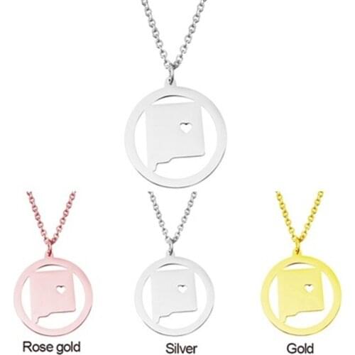 2019 new hot-selling stainless steel jewelry American map necklace New Mexico pendant can be Color to map female jewelry
