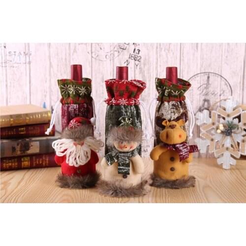 Christmas decoration Santa Claus bottle cap bag Christmas wine bottle cap sleeve New Year Christmas party decoration accessories