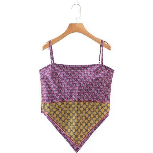 New ladies geometric print sling top ethnic style retro sexy sling top female camisole