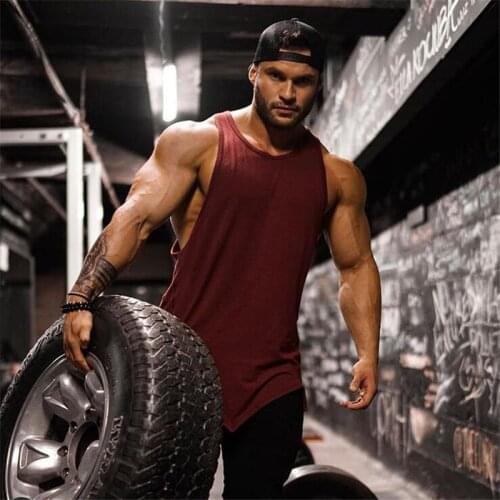 Solid Bodybuilding Stringer Tank Top Men Cotton Running Vest Gym Clothing Fitness Men Sport Tank Blank Muscle Sleeveless Shirt