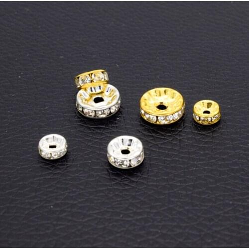 Wholesale 500pcs/lot 6mm 8mm 10mm Rhinestone Clear Crystal Spacer Beads for Jewelry Making DIY Bracelet JF005