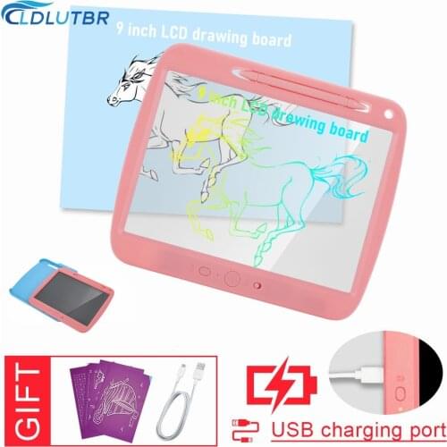 9 inch rechargeable drawing tablet colorful LCD writing tablet smart Digital Tablets for Kids drawing table with Copy Card