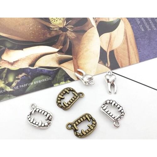 10Pcs Tooth Charms Pendants DIY Jewelry Making Alloy Findings Accessory For Necklaces Earrings