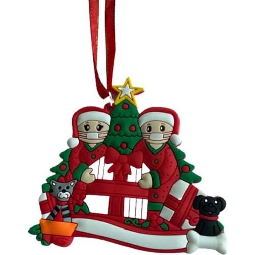2021New Christmas Family DIY Blessing Santa Claus Christmas Tree PVC Pendants Doll Pendants Decorating Christmas Tree Ornament