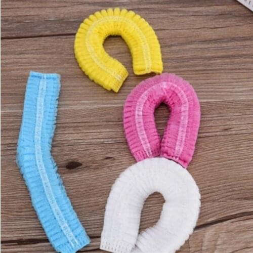 10 Pcs Disposable Non-woven Pleated Elastic Mesh Shape For Eyelash Extension Bath Hat Clear Waterproof Hair Hat Shower Cap