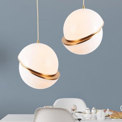Modern Pendant Lamps Round Glass Ball Pendant Lights Misplaced Half Gar Art Hanging Suspension Lamp Dining Room Lamps PA0005
