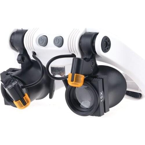 Led Light Lamp Double Glasses Loupe Lens Glasses Magnifier Watchmaker Jewelry