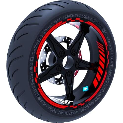 Reflective Red Moto GP Inner Outer Rim Rim Set Tape Wheel Stripes Decals Sticker CinarExtreme