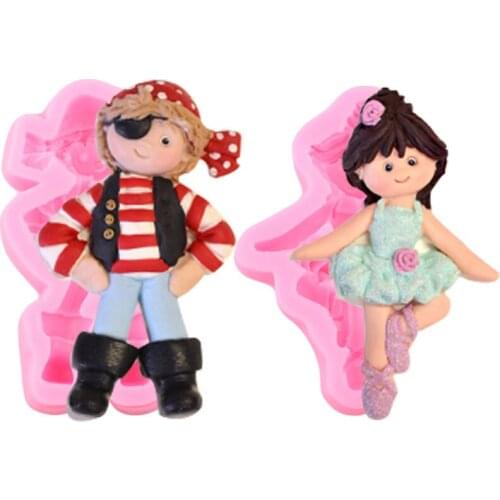 Dancing Girl Boy Silicone Mold Candy Resin Mould Cupcake Fondant Molds DIY Party Cake Decorating Tools Chocolate Gumpaste Moulds