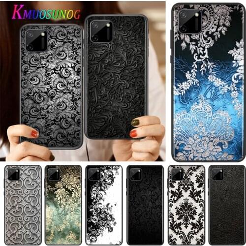 Dark Flower Texture Pattern Silicone Cover For Realme V15 X50 X7 X3 Superzoom Q2 C11 C3 7i 6i 6s 6 Global Pro 5G Phone Case