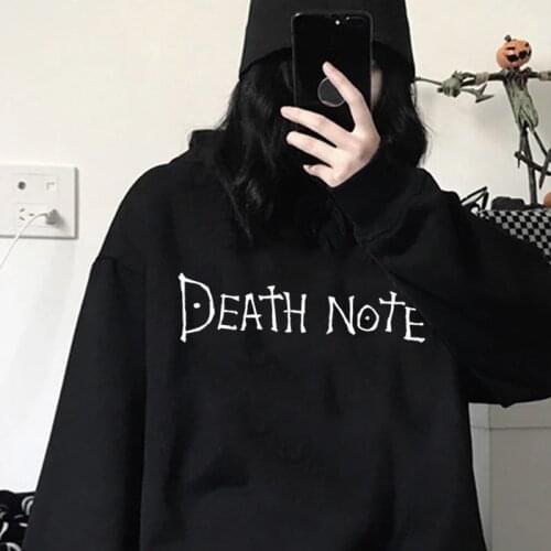 Death Note Hoodies Oversized Long Sleeve Dropshipping Tops Aesthetic Gothic Harajuku Print Streetwear Sweatshirt Women Clothing