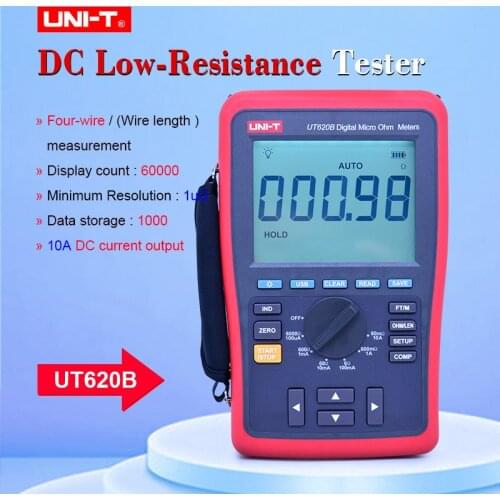 UNI-T UT620B Digital Micro Ohm Meters Manual Range LCD 60000 Counts Display High/Low limit Alarm USB Interface