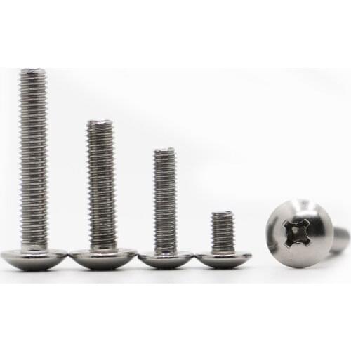 10/50X M2 M2.5 M3 M4 M5 M6 Round Mushroom Philips Screw A2-70 Stainless Steel Cross Recessed Truss Head Machine Screws
