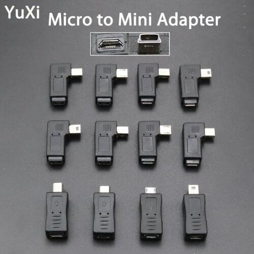 YuXi 90 Degree V3 Mini USB 5pin Female to Micro USB Male Adapter Plug Micro USB To Mini USB Connector Converter